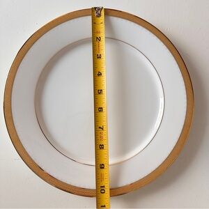 4 Noritake Dinner Plates 10" METROPOLITAN GOLD Encrusted Band China Contemporary